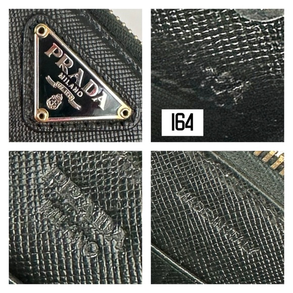 💯 PRADA Logo Dark Green Saffiano Leather Zippered Wallet on Chain w/ auth cert - Picture 7 of 12